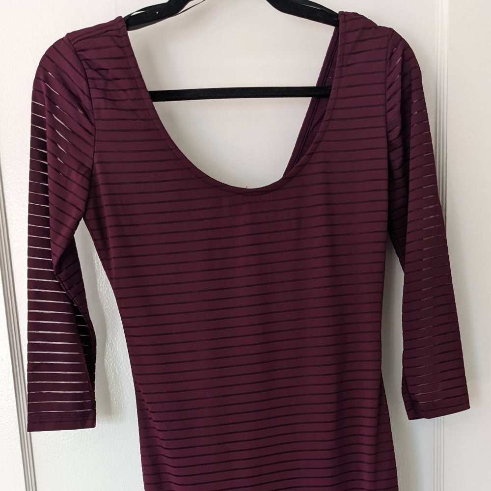Forever 21 Purple 3/4 Sleeve Scoop Neck Bodycon Dress - Size M